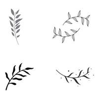 Natural botanical logo organic template vector design with leaves, flowers, stems. With minimalist outline, elegant.Suitable for beauty, badge,wedding and business.