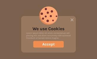 protección de la información de datos personales cookie y página web de Internet utilizamos el concepto de política de cookies ilustración vectorial plana. vector