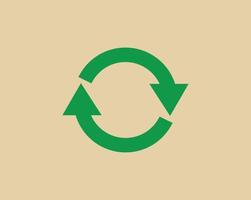 Recycle waste symbol and green arrow logo web icon concept flat vector illustration.