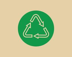 Recycle waste symbol and green arrow logo web icon concept flat vector illustration.