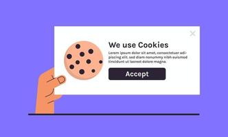 protección de la información de datos personales cookie y página web de Internet utilizamos el concepto de política de cookies ilustración vectorial plana. vector