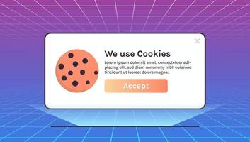 protección de la información de datos personales cookie y página web de Internet utilizamos el concepto de política de cookies ilustración vectorial plana. vector