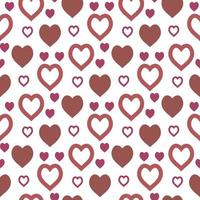 Seamless pattern in interesting red hearts on white background for fabric, textile, clothes, blanket and other things. Vector image.