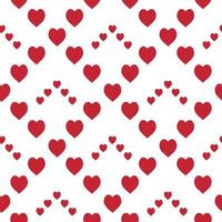 Seamless pattern with bright red hearts on white background. Vector image.