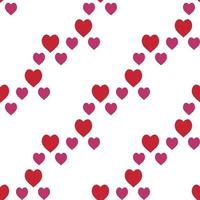 Seamless pattern with creative red and bright pink hearts on white background. Vector image.