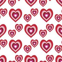 Seamless pattern with cute multicolored hearts on white background. Vector image.