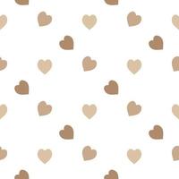 Seamless pattern with simple beige hearts on white background. Vector image.