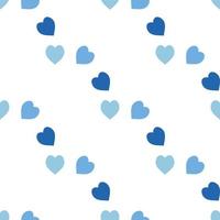 Seamless pattern with simple blue hearts on white background. Vector image.