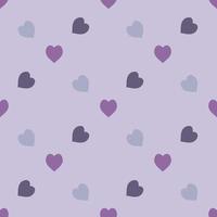 Seamless pattern with cold discreet violet and gray hearts on light lilac background. Vector image.