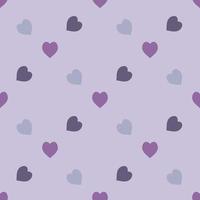 Seamless pattern with cold discreet violet and gray hearts on light lilac background. Vector image.