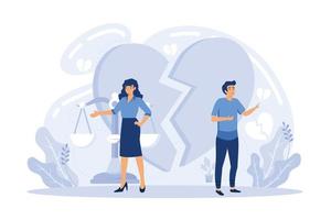 Man and a woman in a quarrel. Conflicts between husband and wife. Concept of divorce, misunderstanding in family. flat vector modern illustration