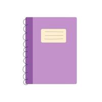 vector illustration of a purple notepad, back to school. Vector stationery in flat style