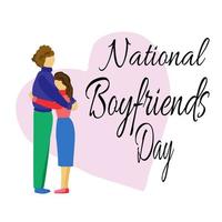 National Boyfriends Day, idea for poster, banner or holiday card, hugging couple vector