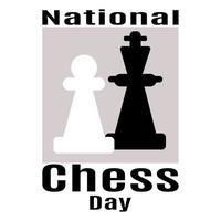 día nacional del ajedrez, idea para afiches, pancartas o postales, juego intelectual popular vector