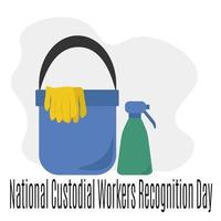 National Custodial Workers Recognition Day, idea for poster, banner or postcard, keeping clean vector