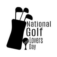 National Golf Lovers Day, idea for poster, banner or postcard, silhouette of golf clubs and balls vector