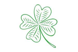 Vector illustration of lucky clover with four leaves in hand drawing style.