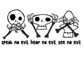 Halloween characters and english letters 'speak no evil, hear no evil, see no evil' vector