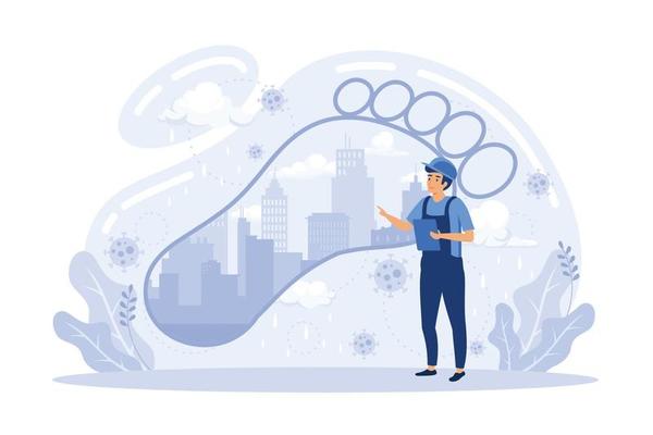 Environmental, ecological problems air and atmosphere pollution, causes of climate change. Record high levels of carbon dioxide co2 atmosphere. Carbon footprint and its consequences.