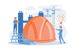 Building engineers using smart materials. Innovative construction materials, construction technology innovation, hi-tech bulding resources abstract concept. flat vector modern illustration