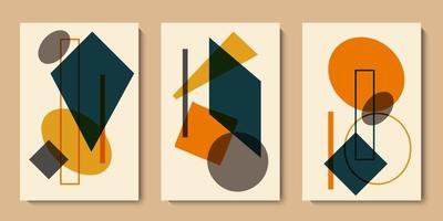 colección de arte de pared de geometría abstracta. juego de cartas moderno para folletos de galerías de arte, invitaciones, carteles. diseño de vector de formas geométricas minimalistas