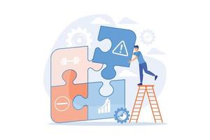 SWOT analysis. Strengths and weaknesses, threats and opportunities assessment, project success evaluation. Crisis manager planning enterprise activity. flat vector modern illustration
