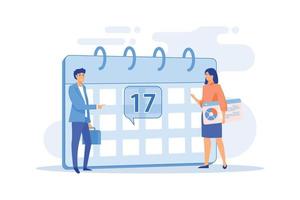 Project deadline date planning. Workflow organization, time optimization, agenda. Office event management isolated design element. Company managers. flat vector modern illustration