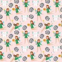 Pattern character tooth fairy with a coin tooth vector