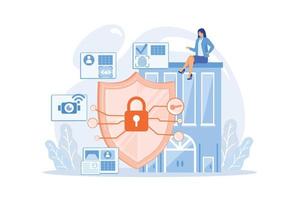 Home protection. Surveillance service. Devices for house security. Access control system, security control solutions, security management concept. flat vector modern illustration