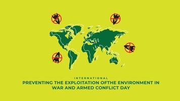 International Day for Preventing the Exploitation of the Environment in War and Armed Conflict. Vector illustration