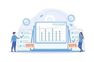 Online elections. Voter making choice. Electorate expressing opinion. Electronic voting, evoting system, online government technology concept.flat vector modern illustration