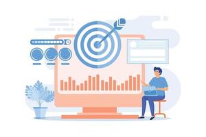 Remarketing manager and specialist put targeted ads. Remarketing strategy, digital marketing tool, visitors generation methodology concept. flat vector modern illustration