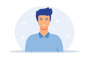 retrato de rostro completo de hombre joven. identificación del trabajador de la empresa, licencia de conducir, elemento de diseño de pasaporte. icono de personaje masculino, avatar de red social sin rostro. ilustración moderna de vector plano