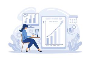 Business intelligence experts transform data into useful information. Business intelligence, business analysis, IT management tools concept.  flat vector modern illustration