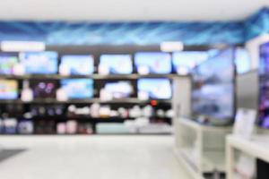 eletronic department store show Television TV and home appliance with bokeh light blurred background photo