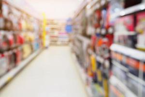 Supermarket Aisle and Shelves in blur for background photo