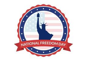 plantilla del día de la libertad nacional ilustración plana de dibujos animados dibujados a mano con bandera americana y manos rompiendo un diseño de esposas vector