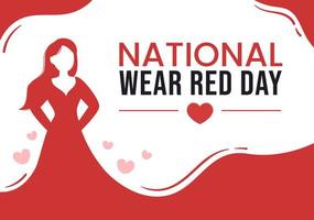 National Wear Red Day on February 7th Template Hand Drawn Cartoon Flat Illustration to inform Womens Heart Disease Design vector