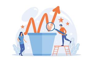 Business team work with growth chart in flower pot. Sustainable development and business growth, evolution and progress concept on white background. vector