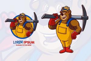 bear mining team character vector