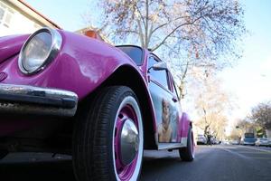 pink car cars volkswagen classic stock photo