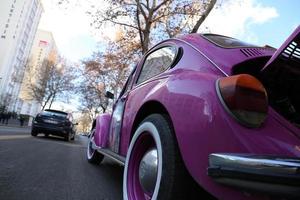 pink car cars volkswagen classic stock photo