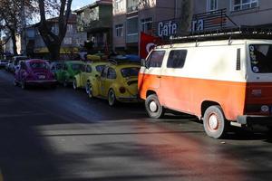 orange car cars volkswagen classic stock photo