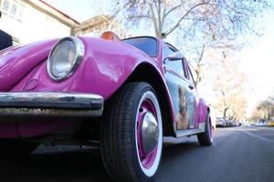 pink car cars volkswagen classic stock photo