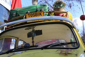 yellow car cars volkswagen classic stock photo