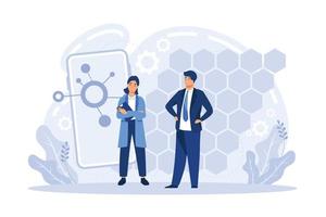 Hexagonal carbon atom grid properties. Innovative computation software. Laser technologies, graphene technologies, quantum computing metaphors. vector