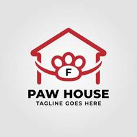 letter F paw house vector logo design element