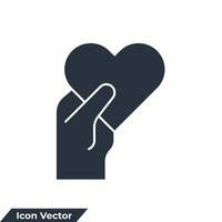 help icon logo vector illustration. Heart in hand symbol template for graphic and web design collection
