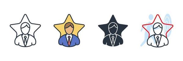 Ilustración de vector de logotipo de icono de éxito. plantilla de símbolo de estrellas de personas para la colección de diseño gráfico y web