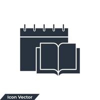 Calendar icon logo vector illustration. study program calendar and book symbol template for graphic and web design collection